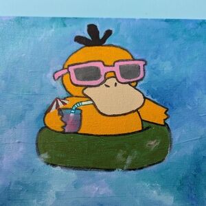 Psyduck Canvas Art with Sunglasses